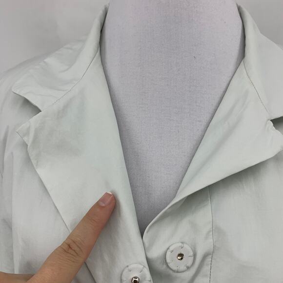 Salvatore Ferragamo Dress Women 46 US 10 Pale Mint Belted Half Snap Button Notch - Picture 4 of 16